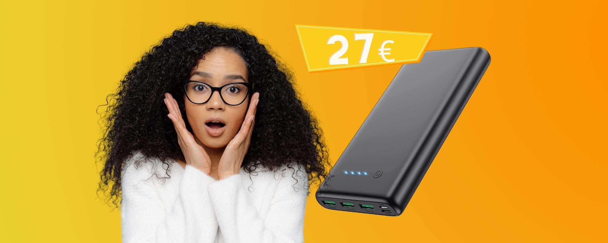 Power Bank con ricarica rapida e 3 uscite a 27€: BOMBA Amazon