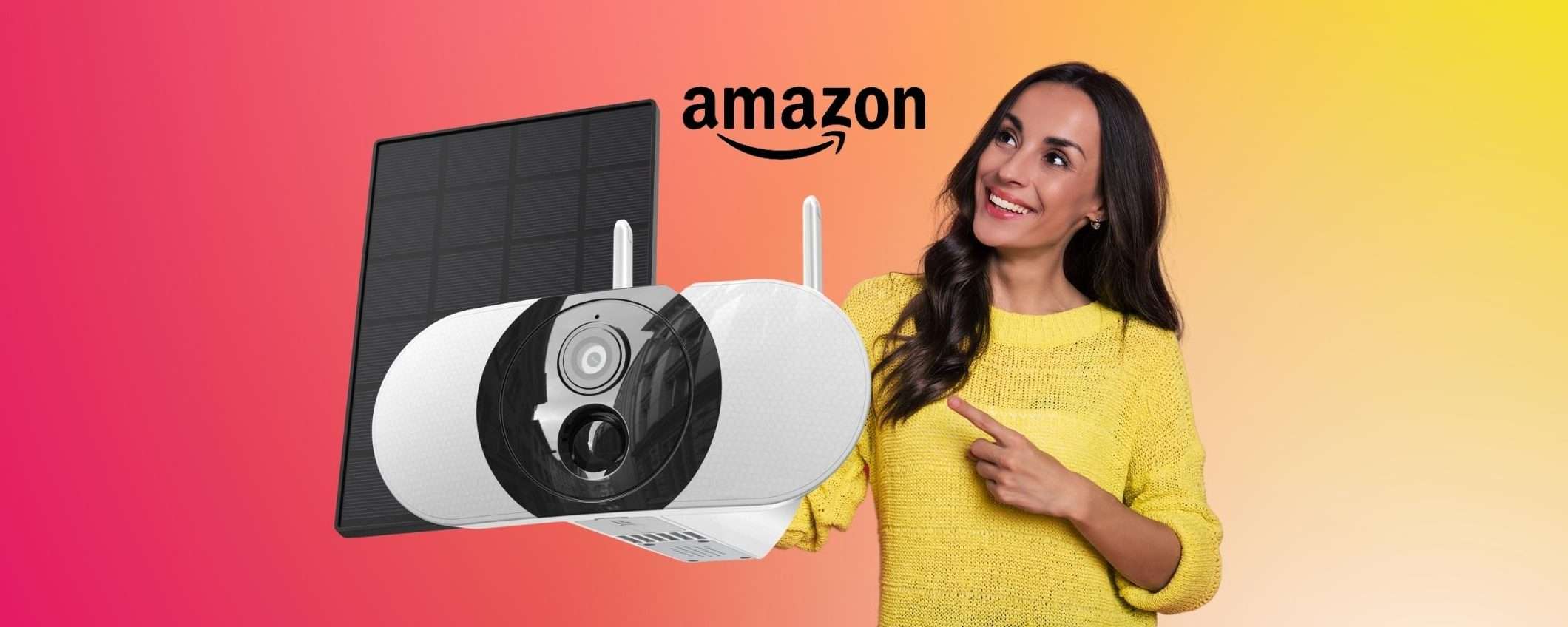 Telecamera WiFi da esterno con pannello solare: BOMBA Amazon (-70€)