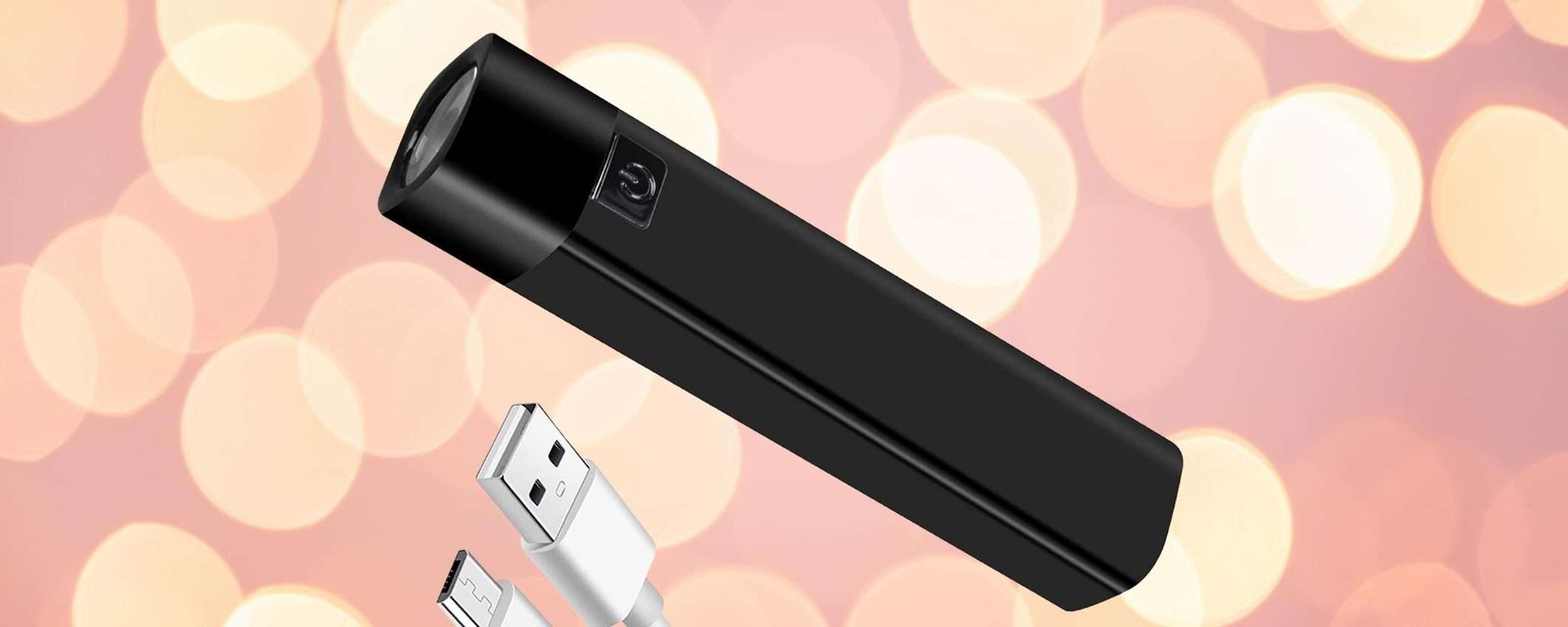 Torcia LED senza batterie, la RICARICHI e illumina a giorno (9€)