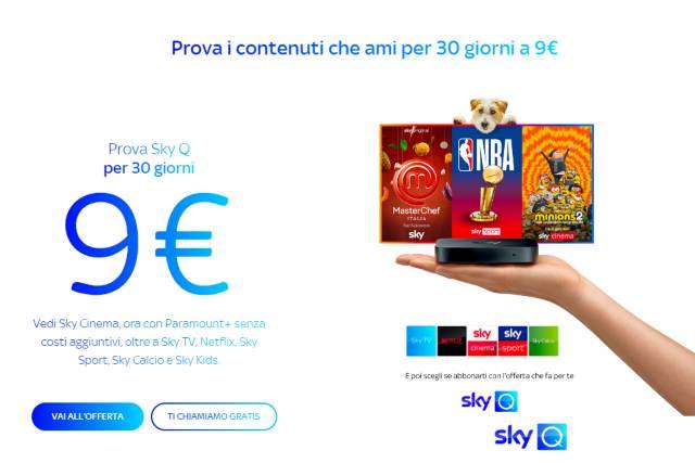 Sky Q 30 giorni 9 euro