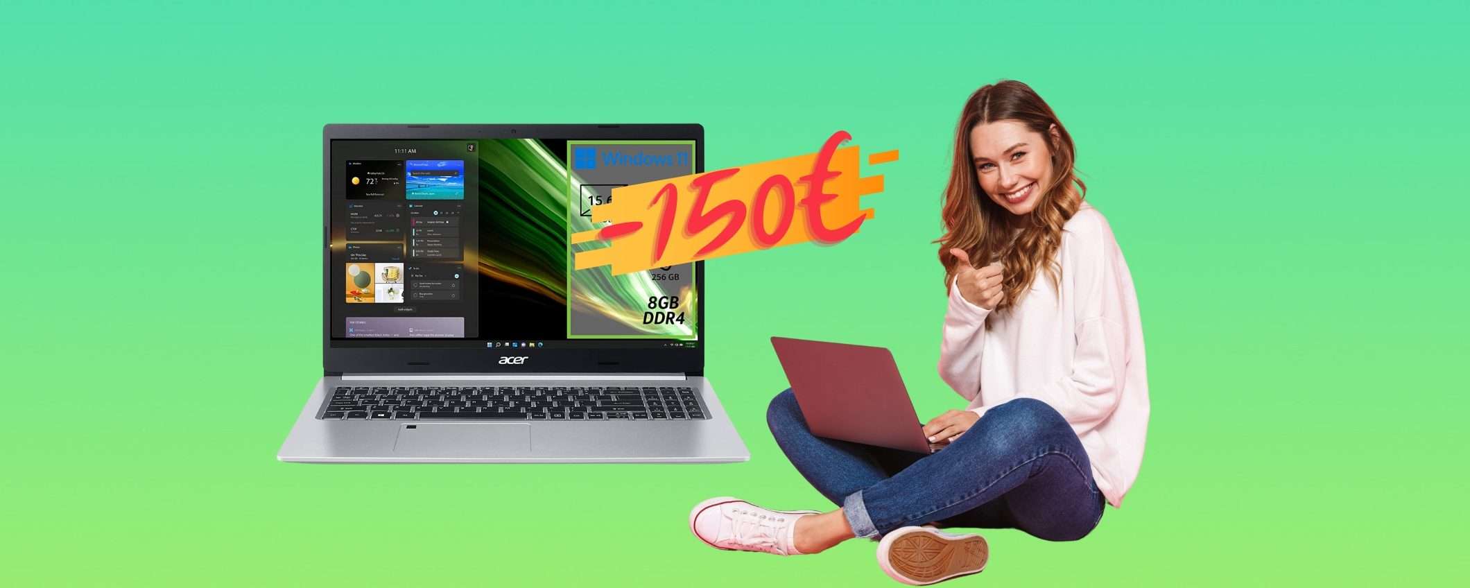 Acer Aspire 5 a prezzo SCONVOLGENTE, su Amazon a 150€ in MENO