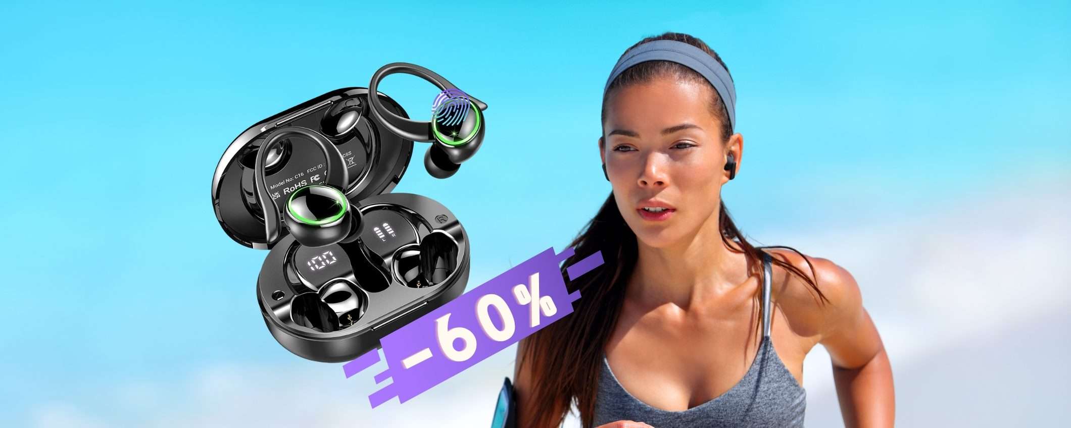 Auricolari Bluetooth per fare sport a prezzo SGRETOLATO (-60%)