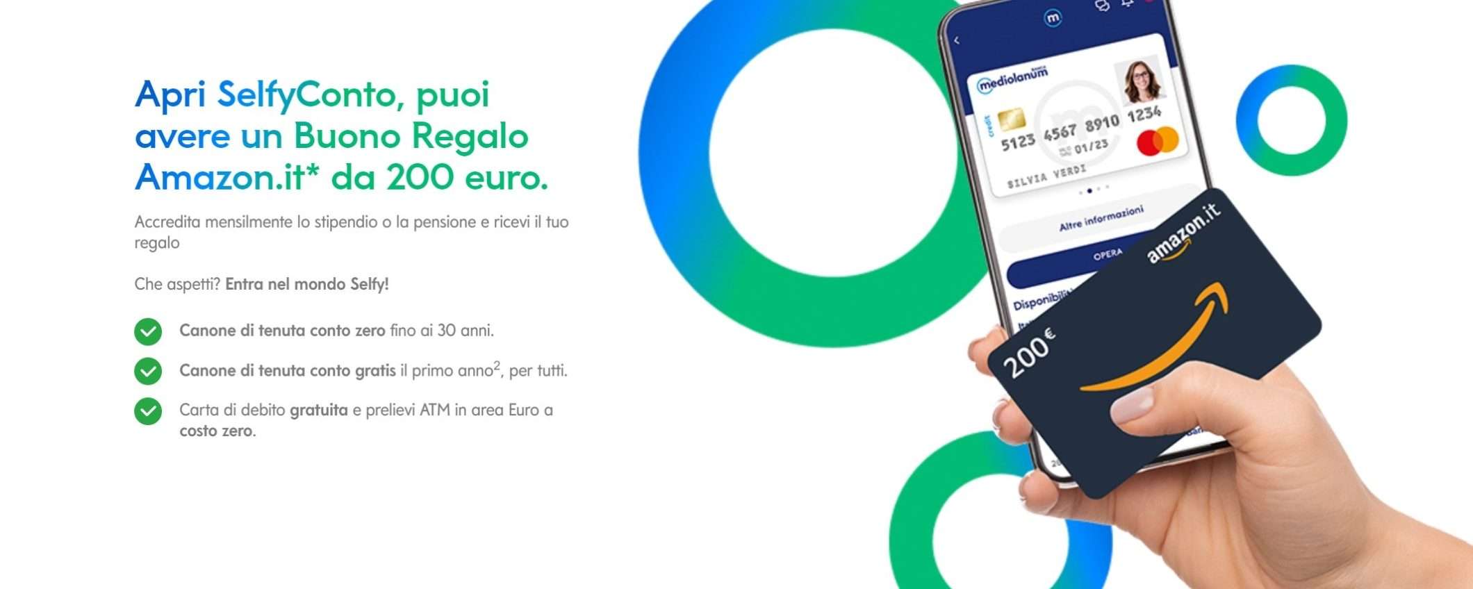 200€ di BUONO AMAZON in REGALO con SelfyConto di Banca Mediolanum: ecco la promo