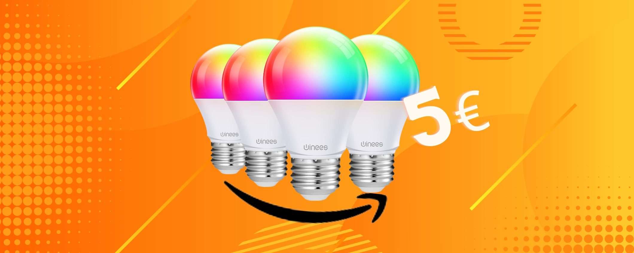 Bomba Amazon: 4 lampadine WiFi colorate a soli 18,99€