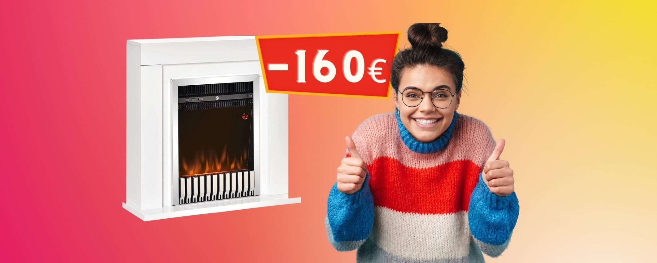 Camino elettrico con effetto fiamma: tanto caldo e spendi poco (-162€)