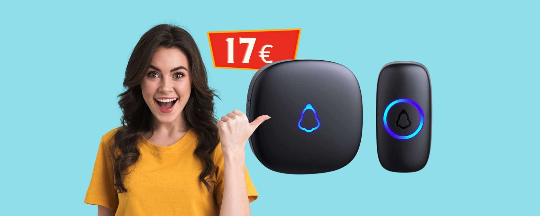 Campanello wireless con trasmettitore in OFFERTA a 17€ su Amazon