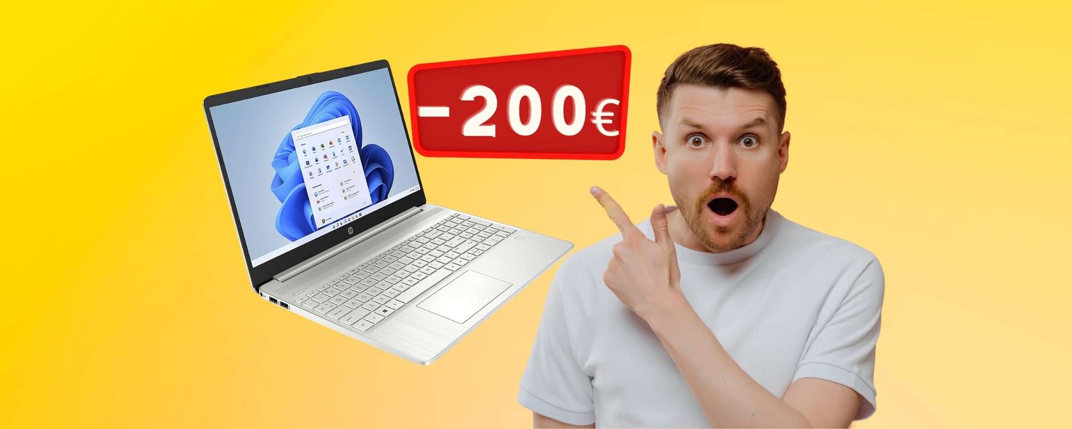 HP: notebook con Ryzen 5 e SSD da 512GB a 200€ in MENO