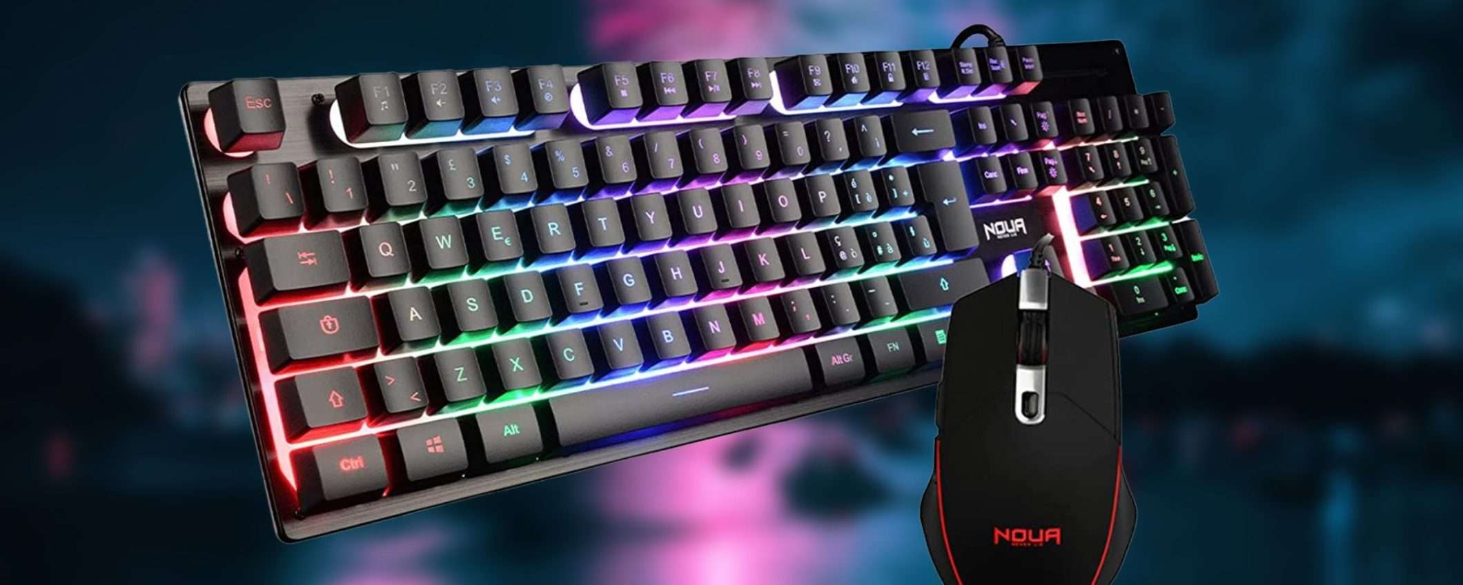 Kit mouse e tastiera con luce RGB a prezzo SHOCK per fine anno (14€)