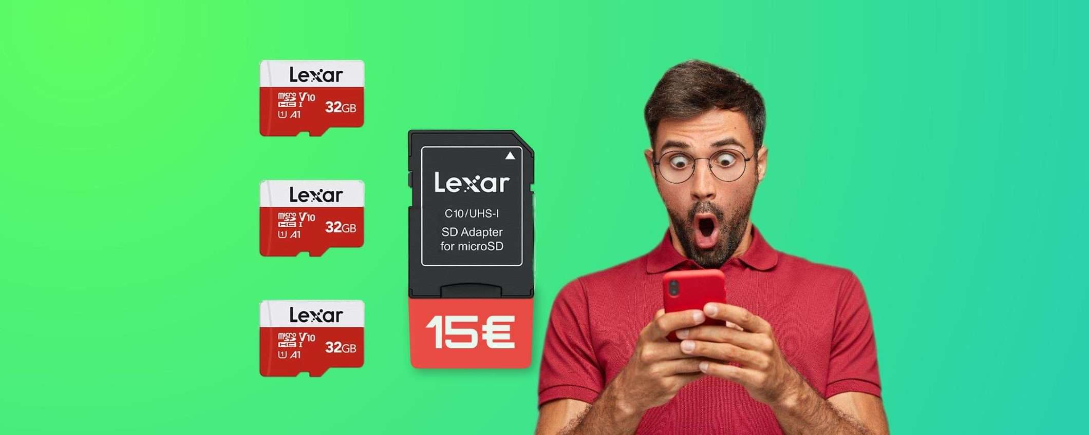 3 microSD VELOCISSIME da 32GB con adattatore: TUTTO a soli 15€