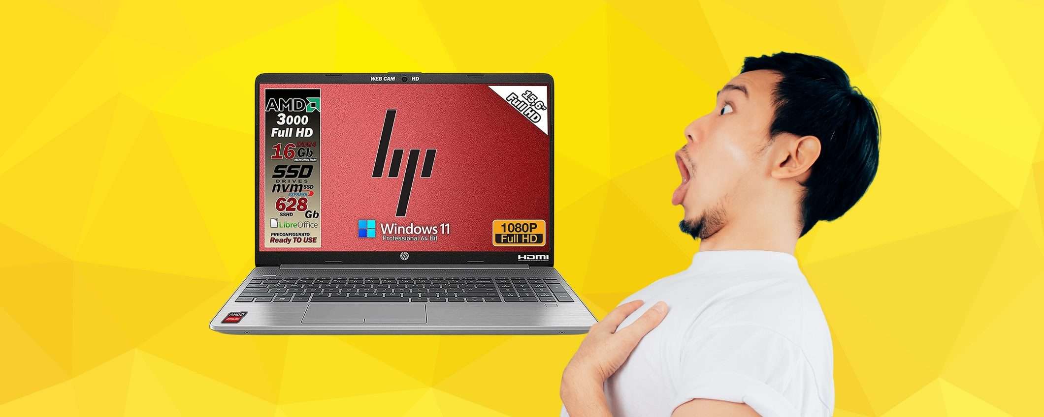 Notebook Hp con 16GB di RAM e 628GB di memoria a prezzo ASSURDO