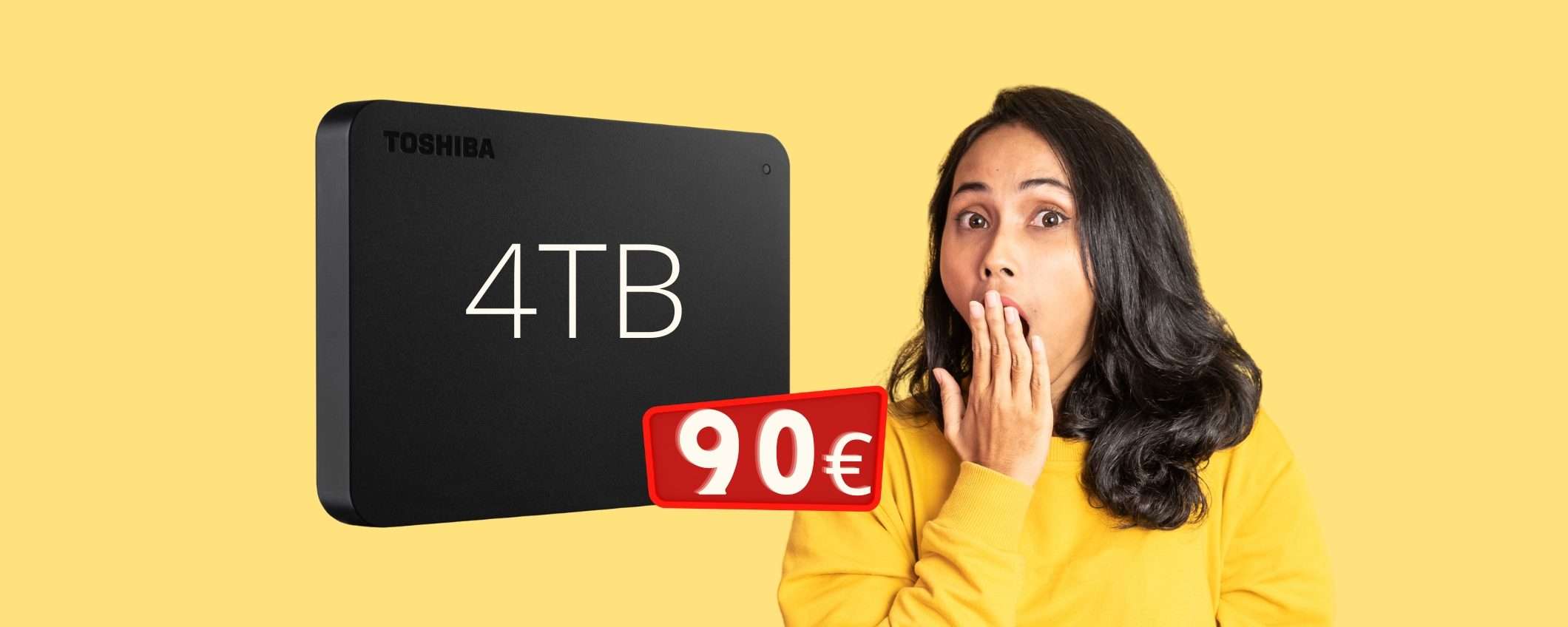 Toshiba: hard disk portatile da 4TB a 90€, PREZZACCIO Amazon