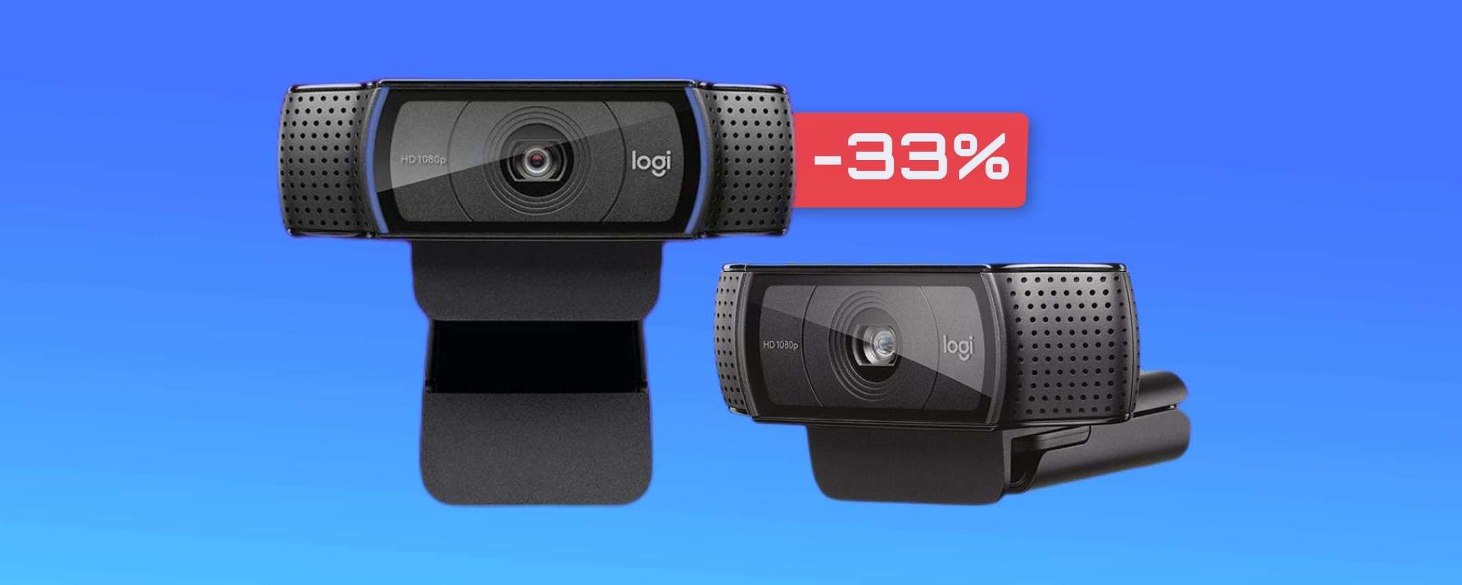 Webcam FullHD Logitech con autofocus e 2 microfoni STEREO (-33%)