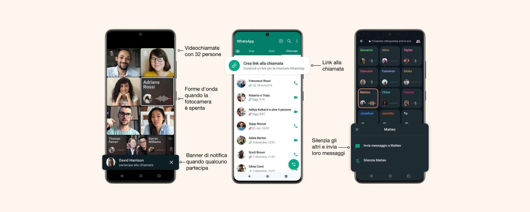 WhatsApp: una marea di novità per chiamate e videochiamate