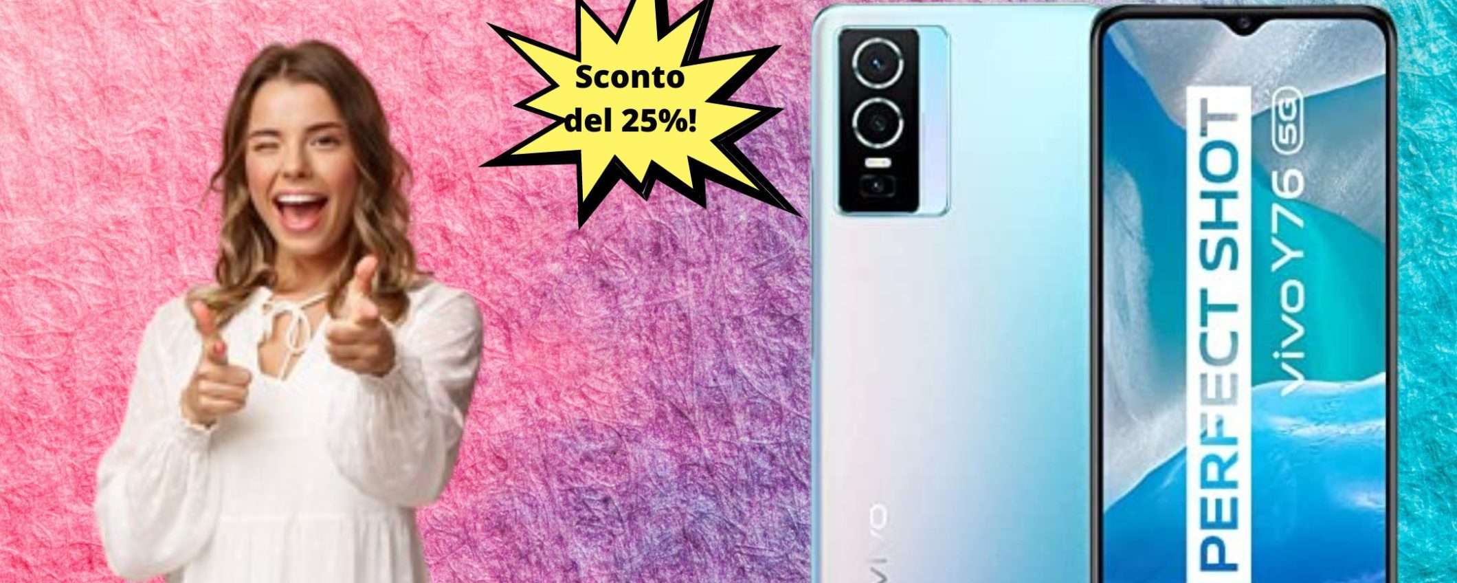 Vivo Y76, ricarica rapida da 44W ora con un super sconto su Amazon