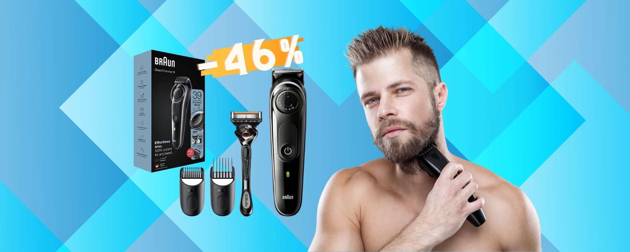 Braun: regolabarba e rasoio elettrico a MENO di 30€ in SCONTO del 46%