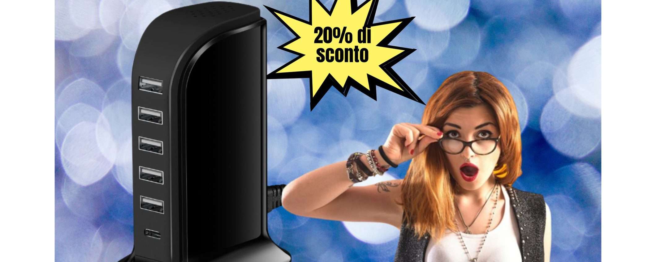 Caricatore multiplo con un doppio sconto, BOMBA AMAZON (15€)