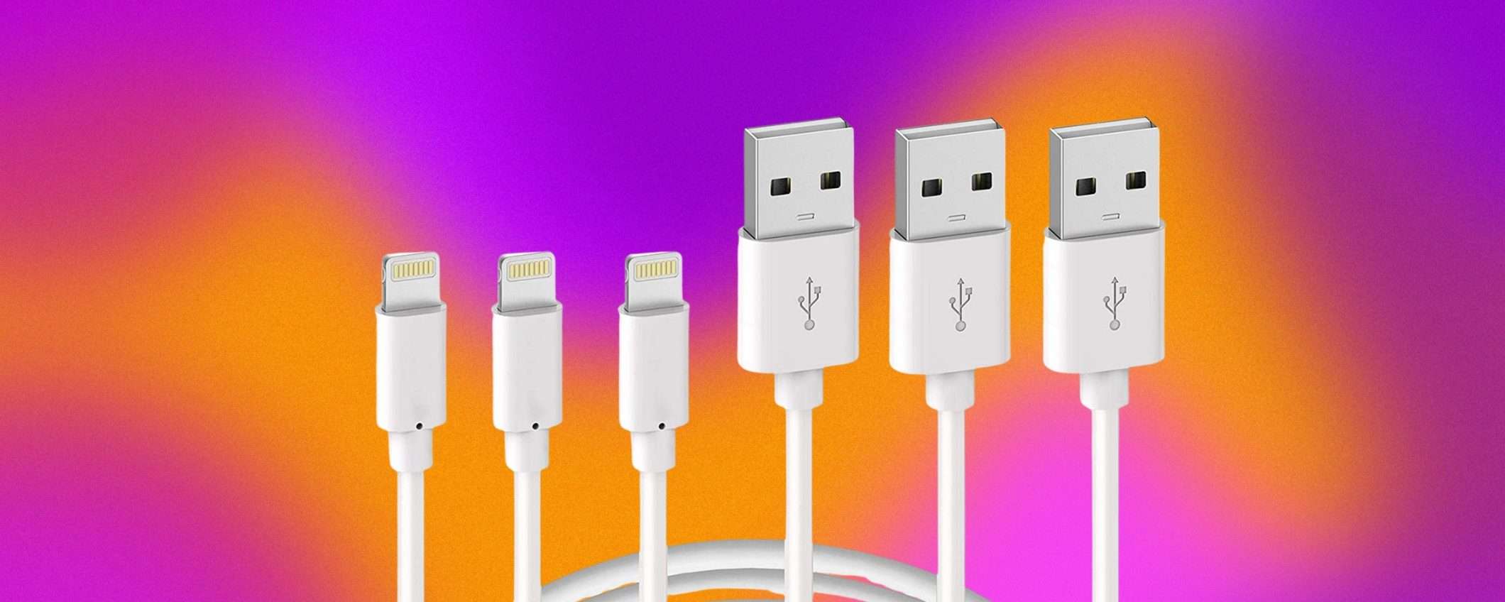 Cavi Lightning USB certificati MFi: 3pz a soli 8€ da prendere AL VOLO