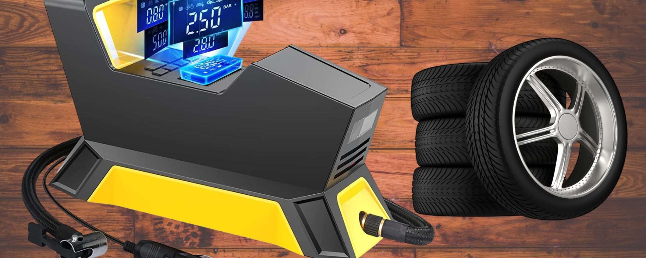 Spettacolare compressore portatile per l'auto e non solo: a 22€ è REGALATO