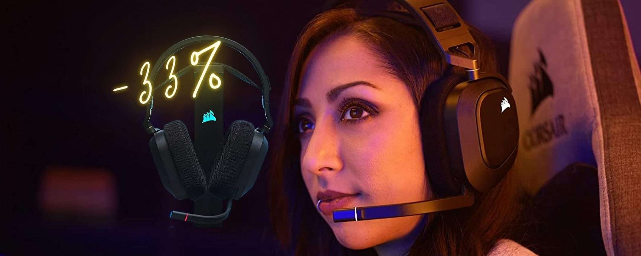 Corsair HS80: cuffie gaming wireless SPAZIALI a prezzo WOW (-33%)