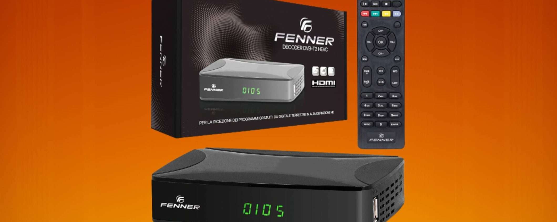 Offerte Amazon: questo decoder DVB-T2 della Fenner oggi è tuo a meno di 20€