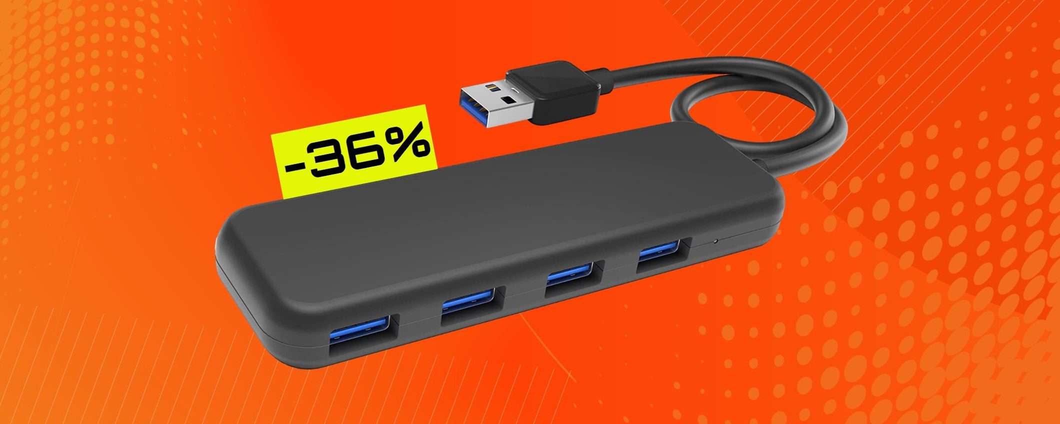 Hub USB a 4 porte: bastano solo 9€ e puoi collegarci di TUTTO