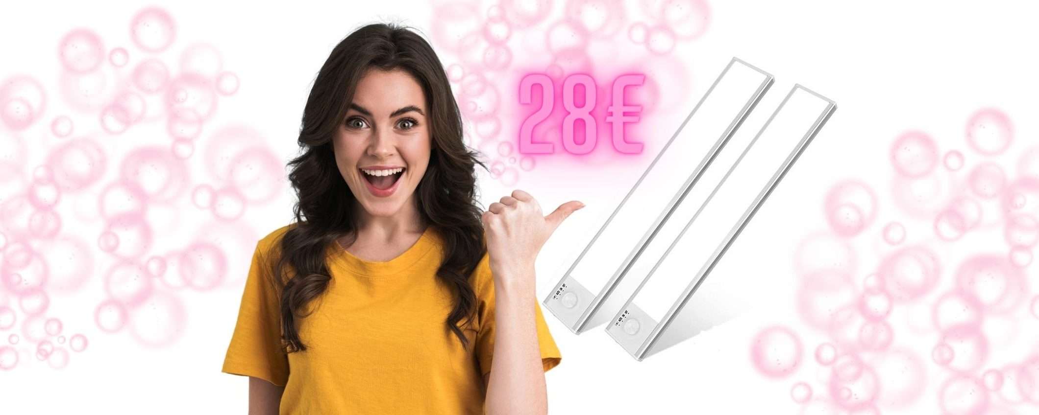 Luci con sensore di movimento, le attacchi dove vuoi, solo 28€