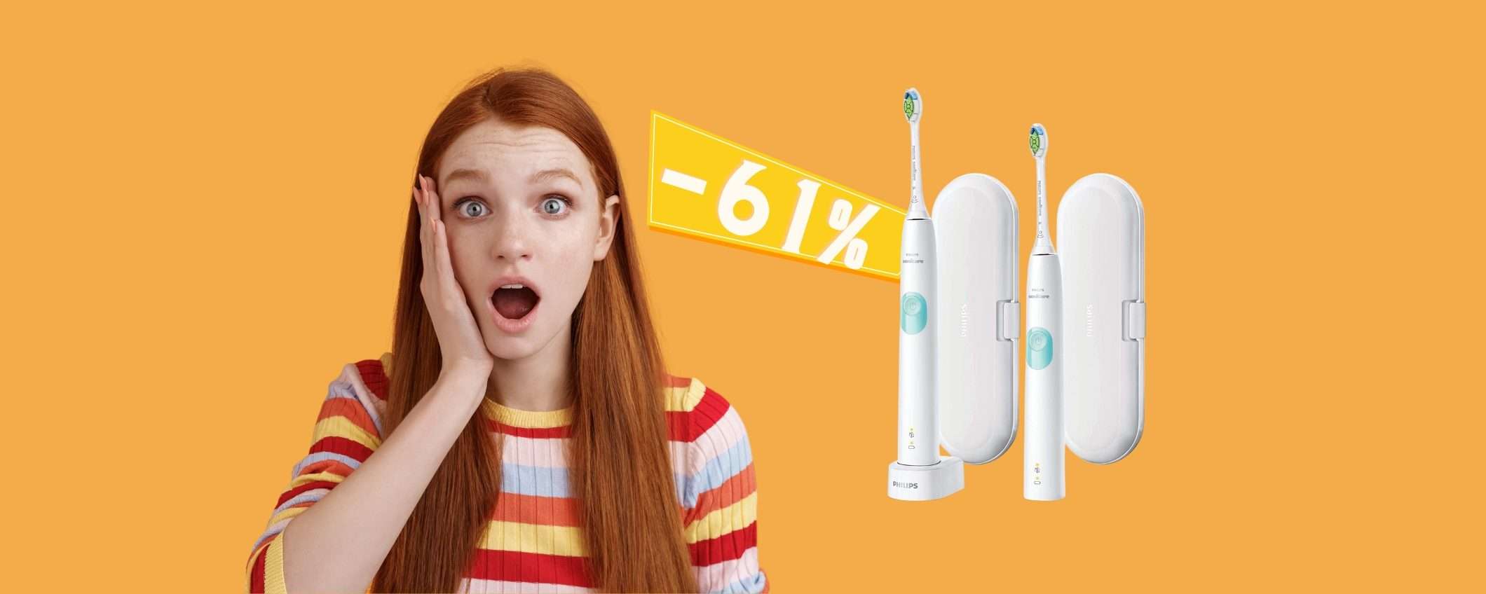 Philips Sonicare: 2 spazzolini elettrici al prezzo di uno (-61%)