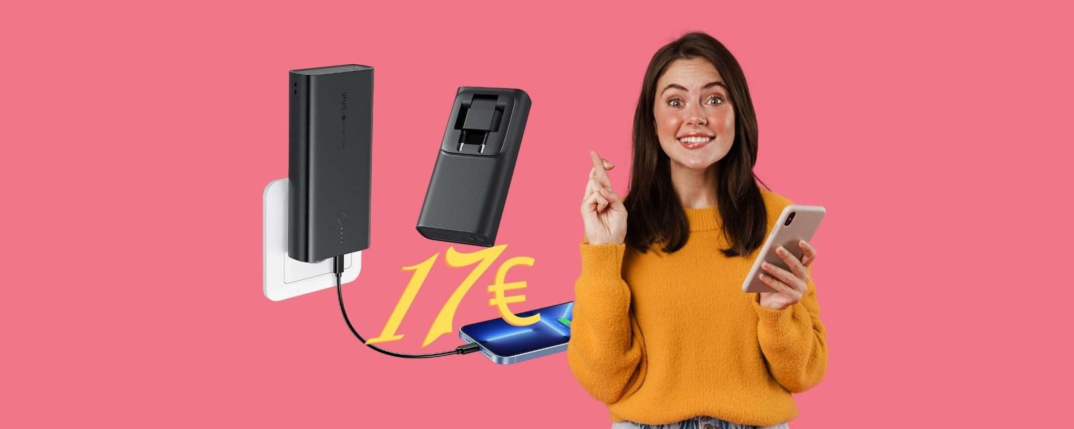 Power Bank da 10000mAh con spina pieghevole, GENIALATA a 17€