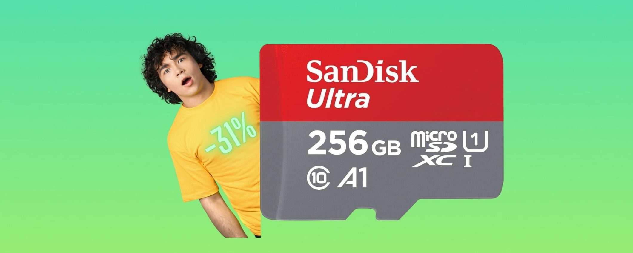 SanDisk Ultra: microSD da 256GB a 28€ su Amazon