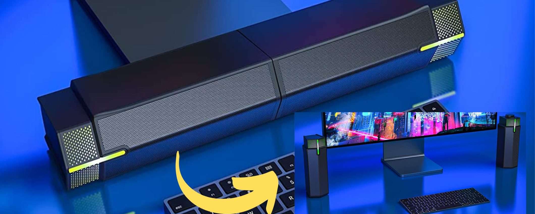 Soundbar Bluetooth o doppio speaker? Un gadget UNICO a prezzo assurdo (27€)