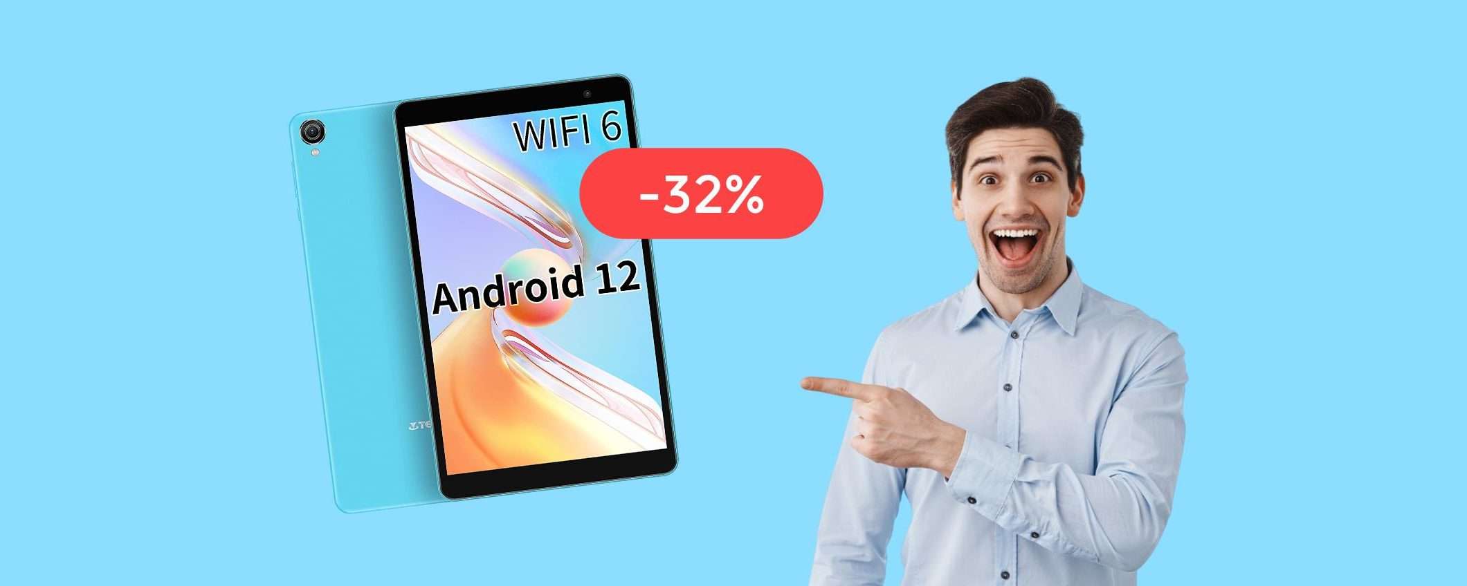 Tablet 8 pollici con WiFi 6, già tuo ad appena 67€: FOLLIA Amazon