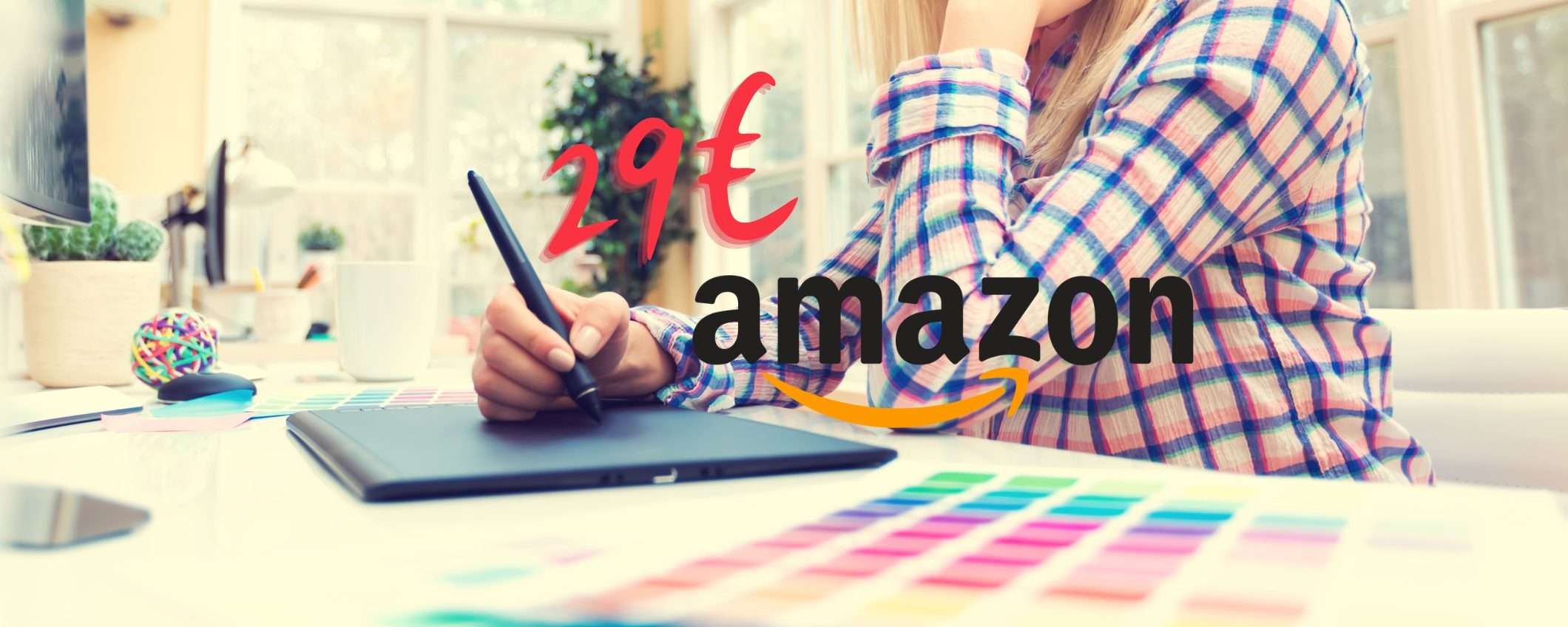 Tavoletta grafica con penna sensibile a circa 29€ su Amazon