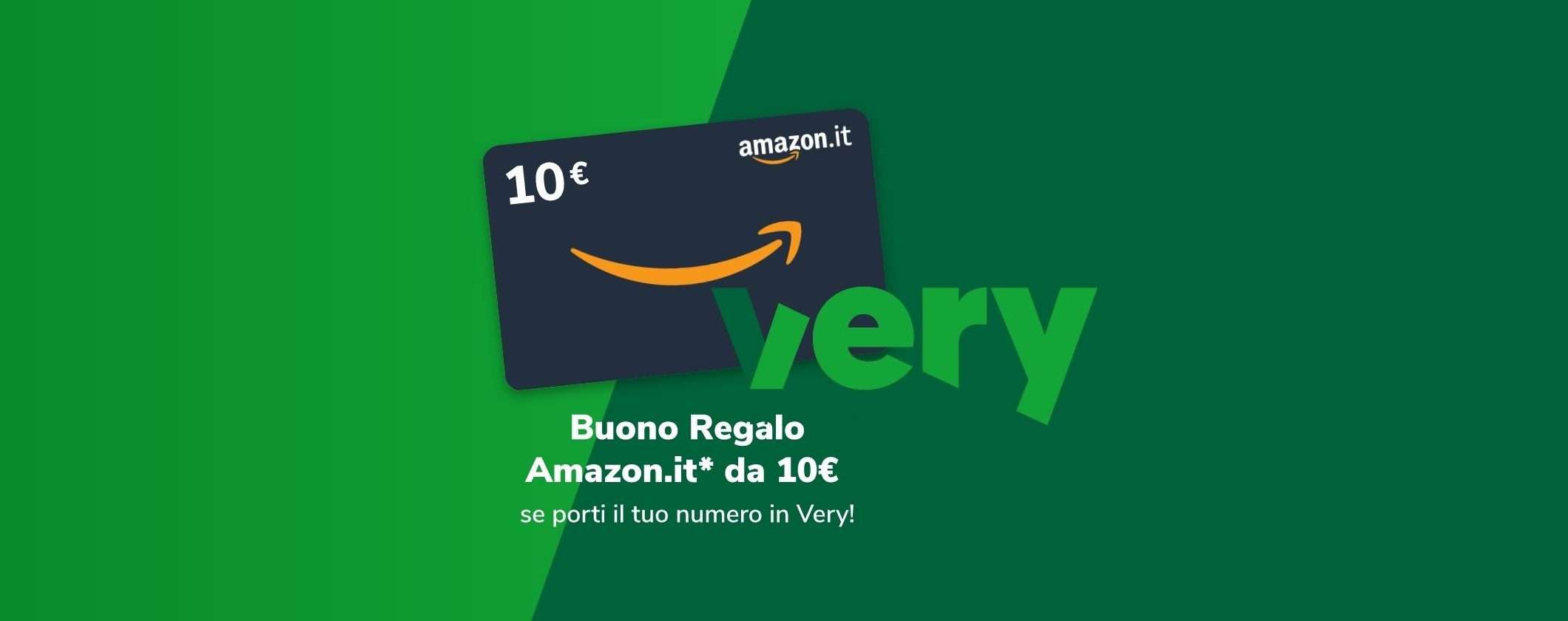 Entra in Very Mobile: per te 100 Giga e 10€ di Buono Regalo Amazon