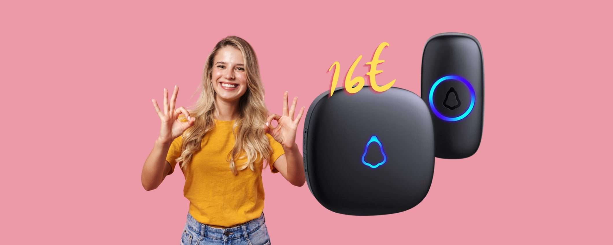 Campanello wireless impermeabile, portata di 300m, BOMBA a 16€