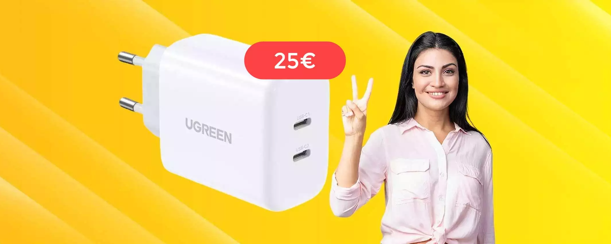 Caricabatterie USB C con 2 INGRESSI: la bomba del giorno a soli 25€