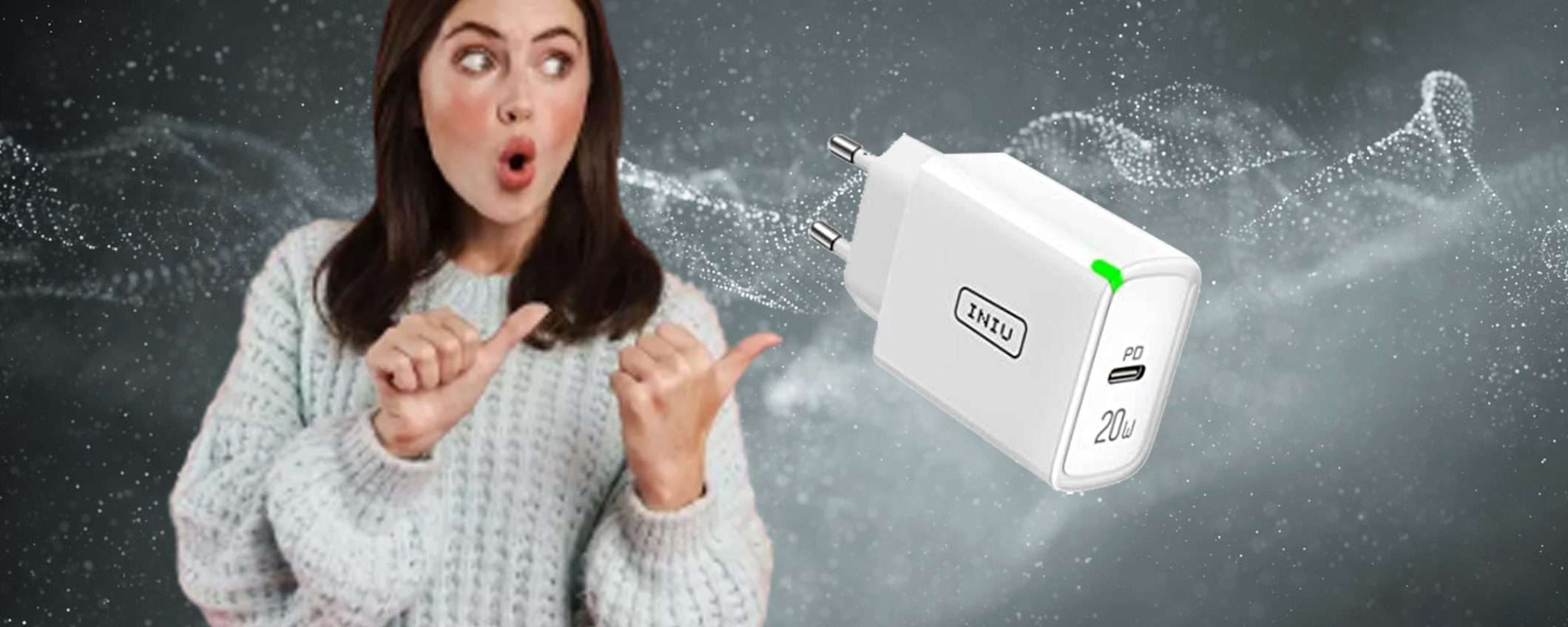 Caricatore USB C da 20W INIU oggi con DOPPIO SCONTO pazzesco