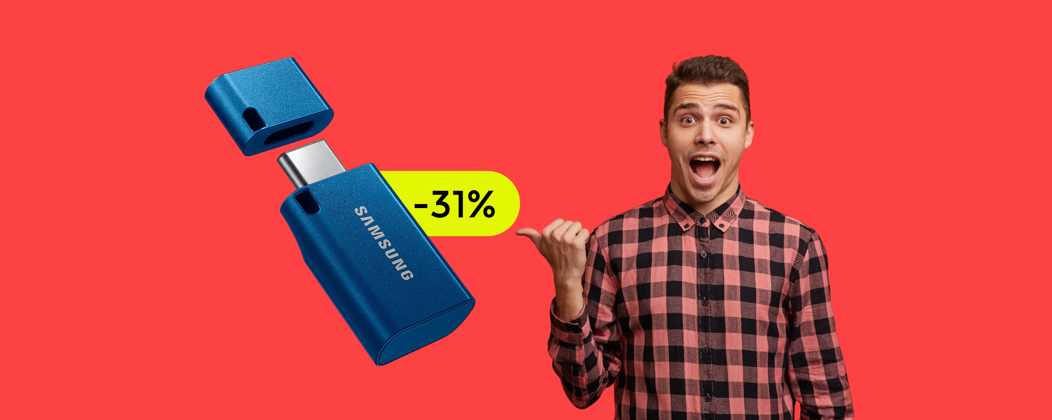 Chiavetta USB C Samsung: 128GB e velocità stellari con appena 23€