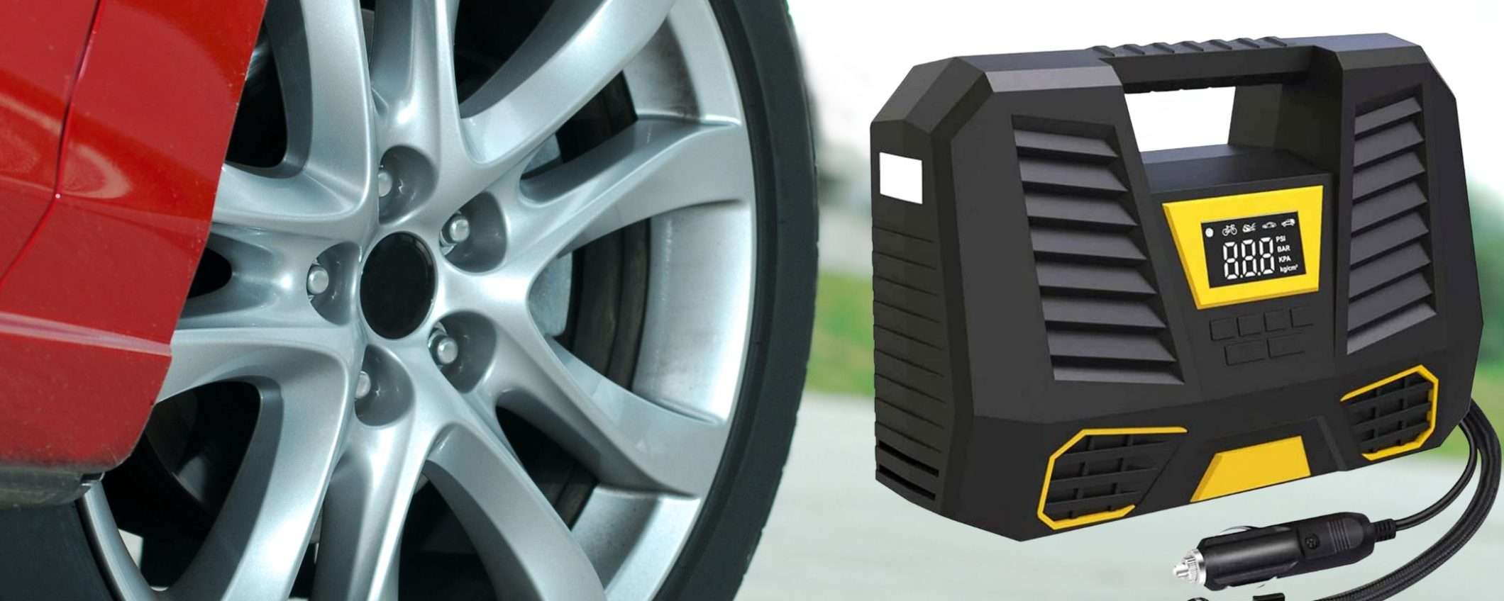 Spettacolare compressore per auto e accessori a 21€: sconto BOMBA del 50%