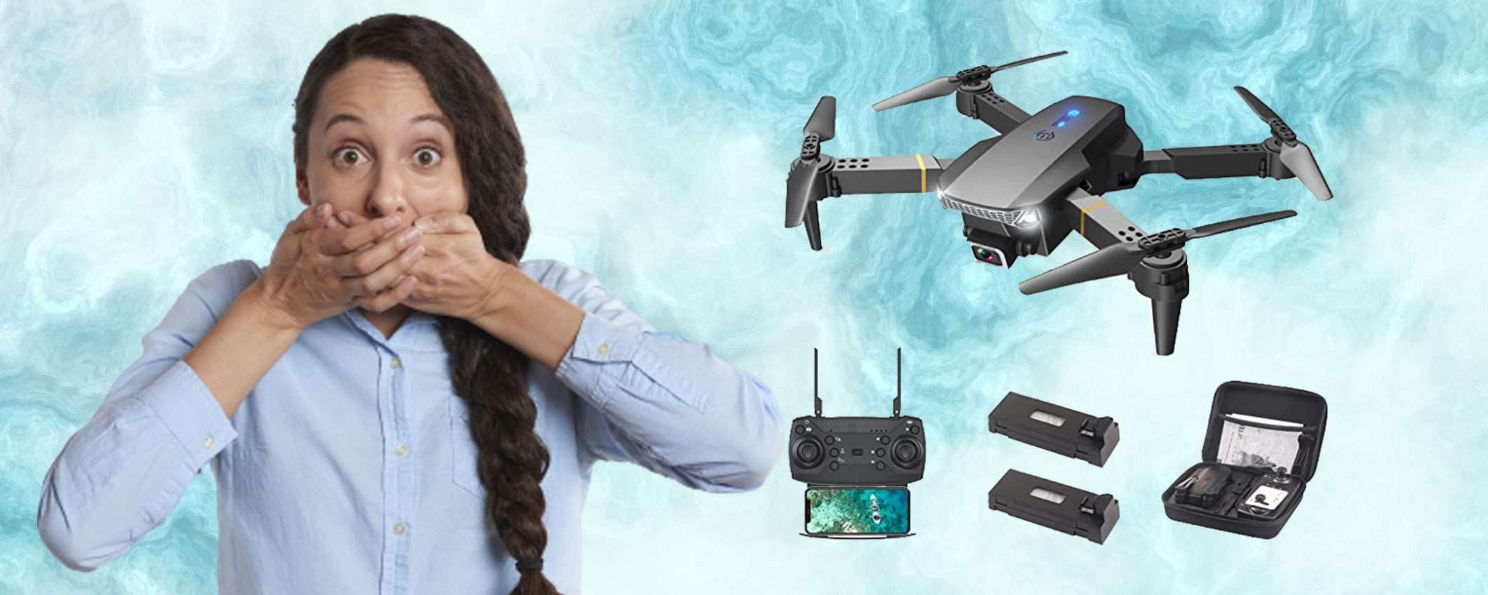 Drone con telecamera rotante a 360° oggi con sconto pazzesco a soli 42€