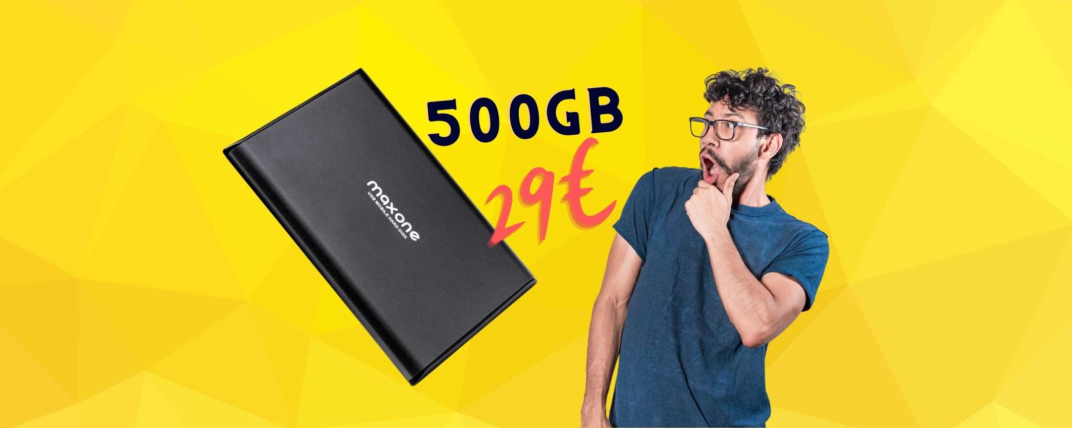 Hard Disk portatile da 500GB a 29€: BOMBA Amazon da prendere al volo