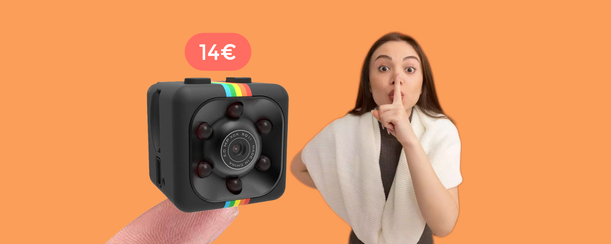 Microcamera SPIA FullHD con visione notturna: la nascondi ovunque (14€)