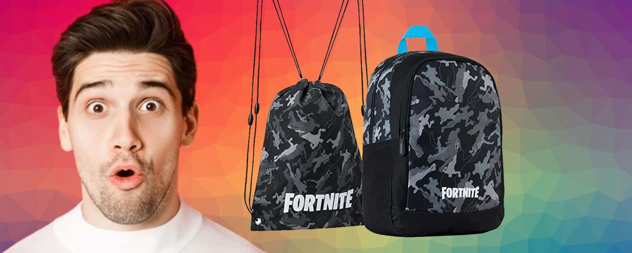 Set di zaino Fortnite e sacca sportiva oggi tua a soli 13,49€ (coupon 50%)