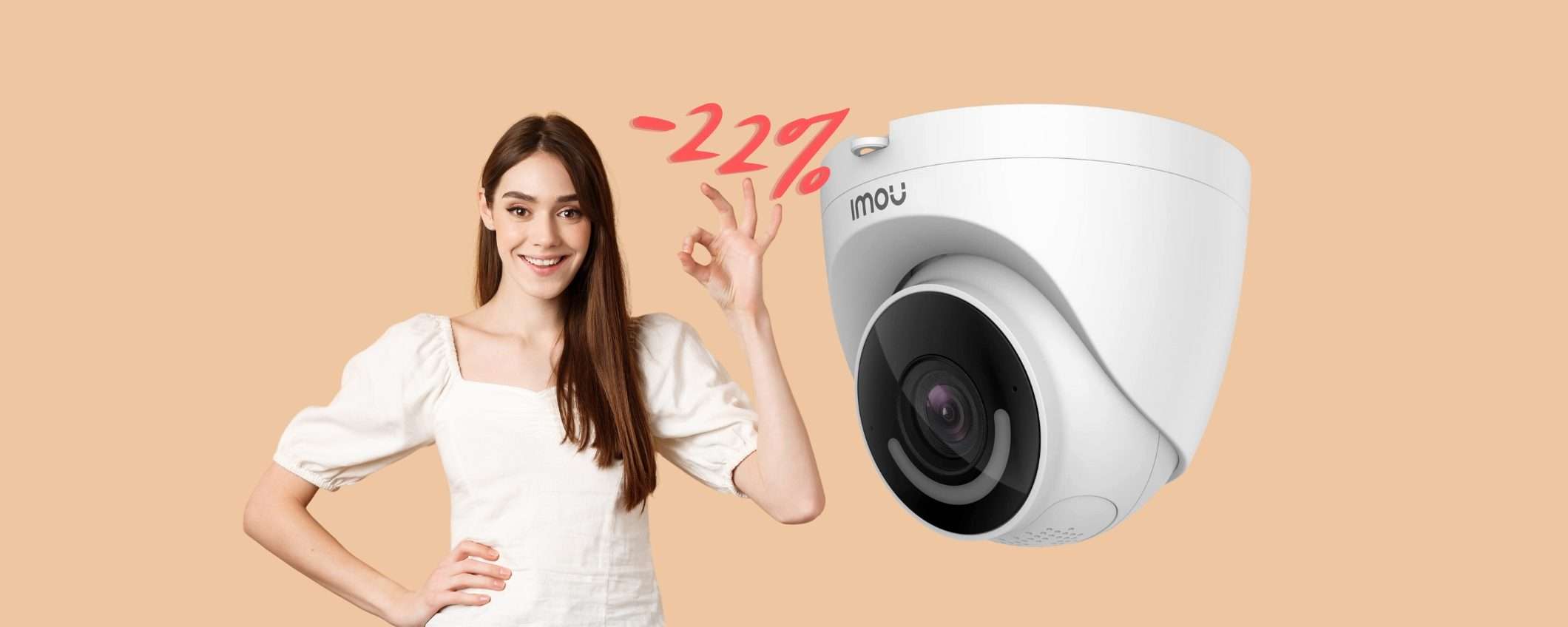 Videocamera WiFi da 2MP, impermeabile e con visione notturna al 22%