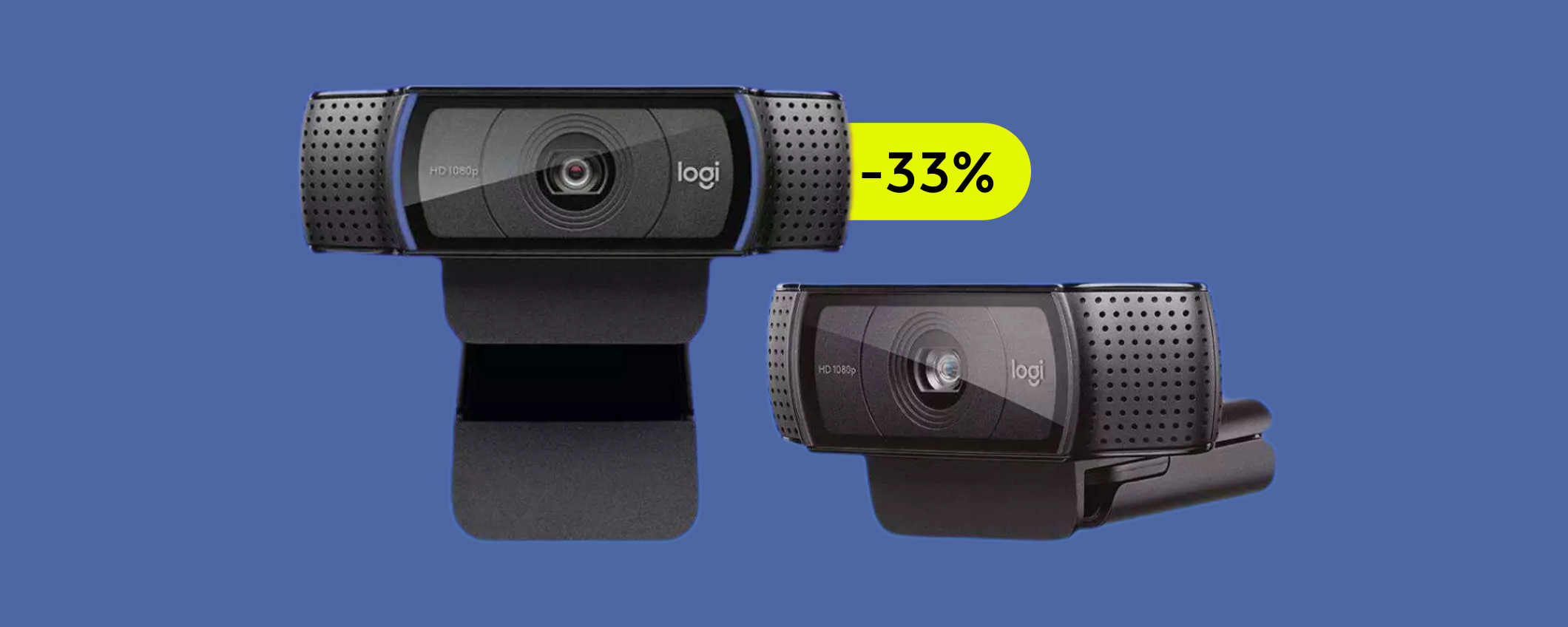 Webcam Logitech FullHD, PIEGHEVOLE e con ben 2 microfoni (69€)