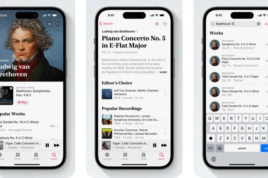 Apple Music Classical app interfaccia