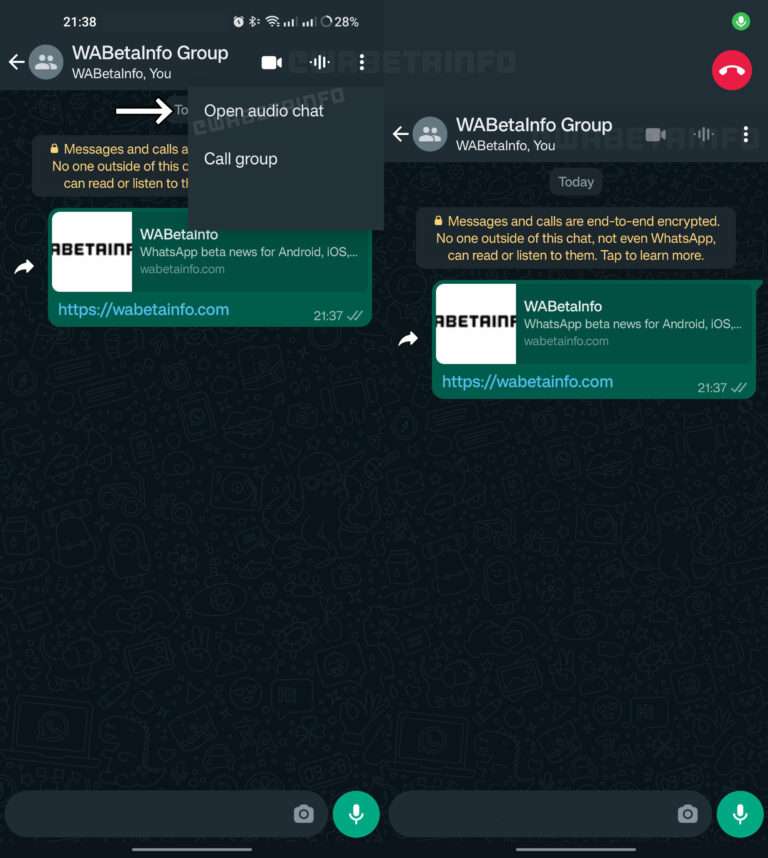 WhatsApp Audio Chat screenshots