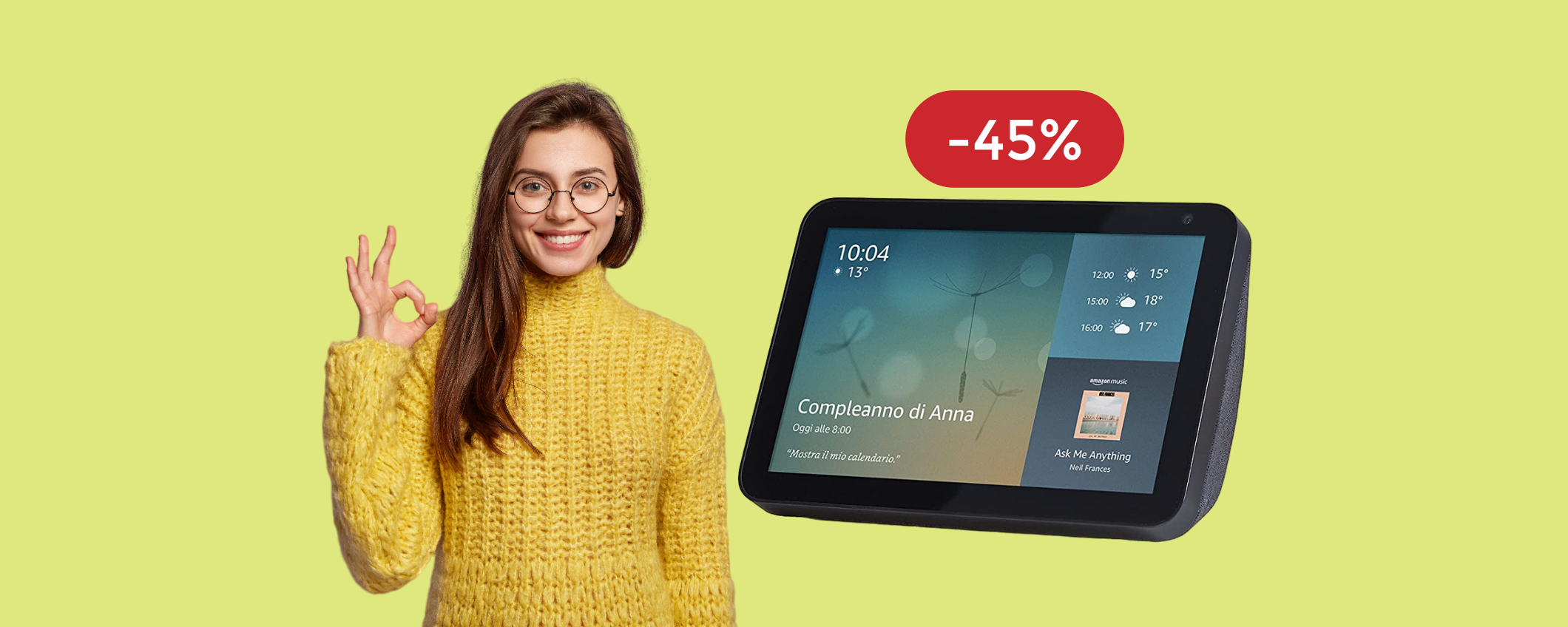 Echo Show 8 con Alexa: grazie al SUPER sconto puoi averlo a soli 59€