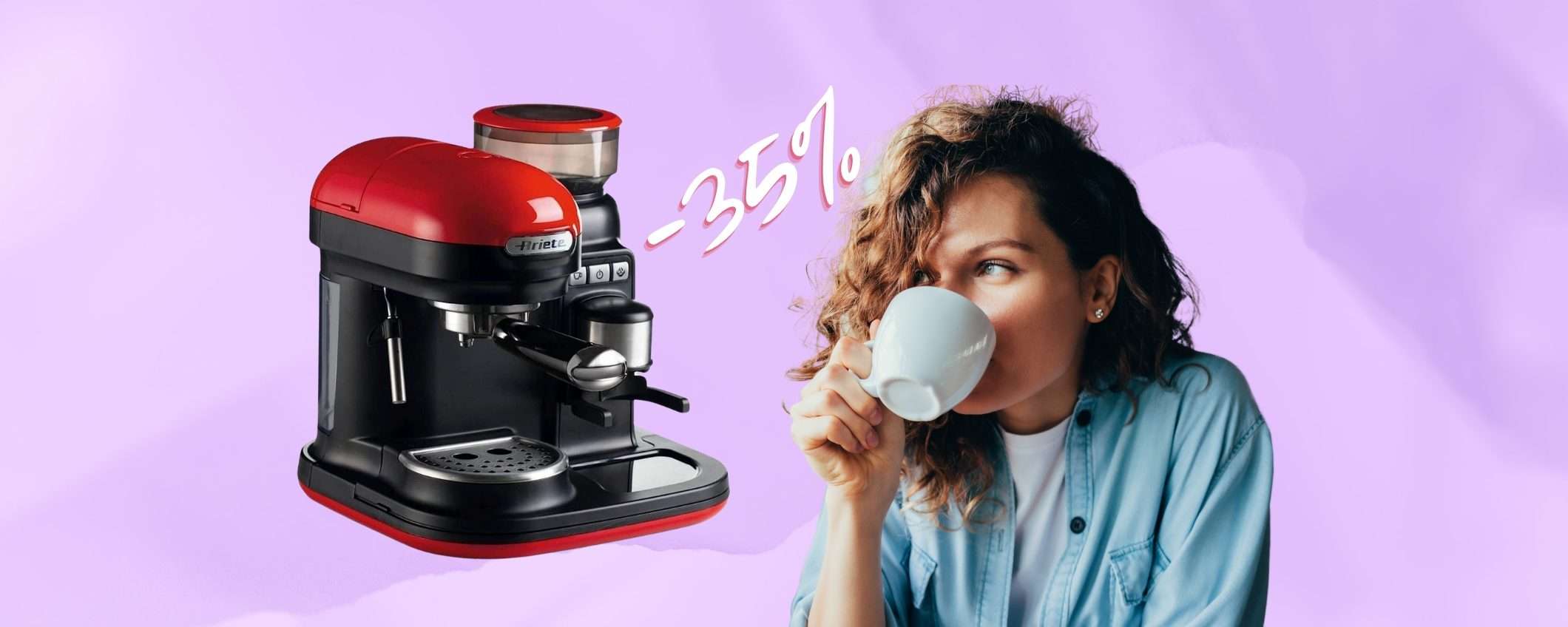 Ariete: macchina per espresso con macinacaffè integrato al 35% in MENO