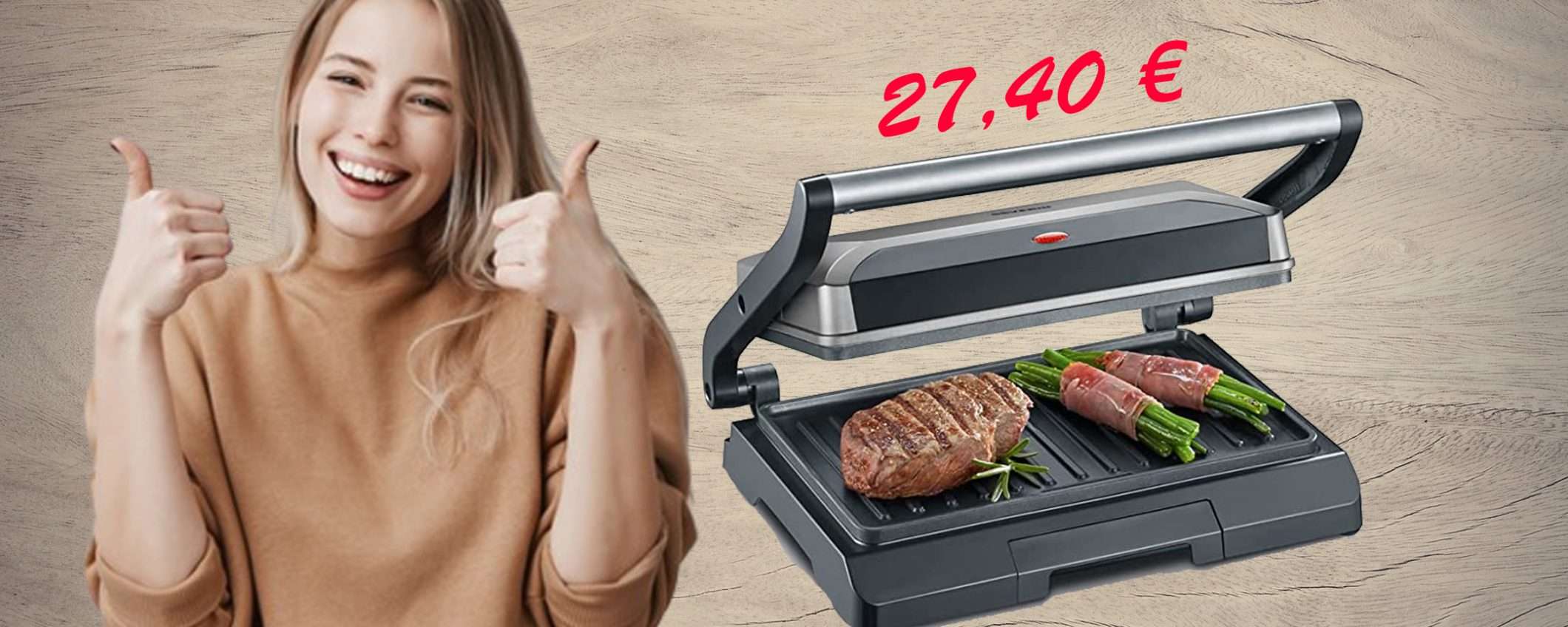 Bistecchiera elettrica con piastre antiaderenti: da non perdere a 27,40€