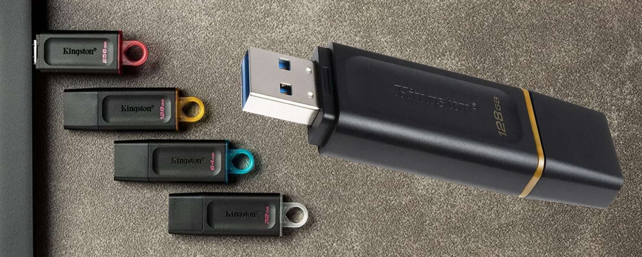 Kingston, la BOMBA: 10€ per la chiavetta 128GB, prezzo Amazon assurdo